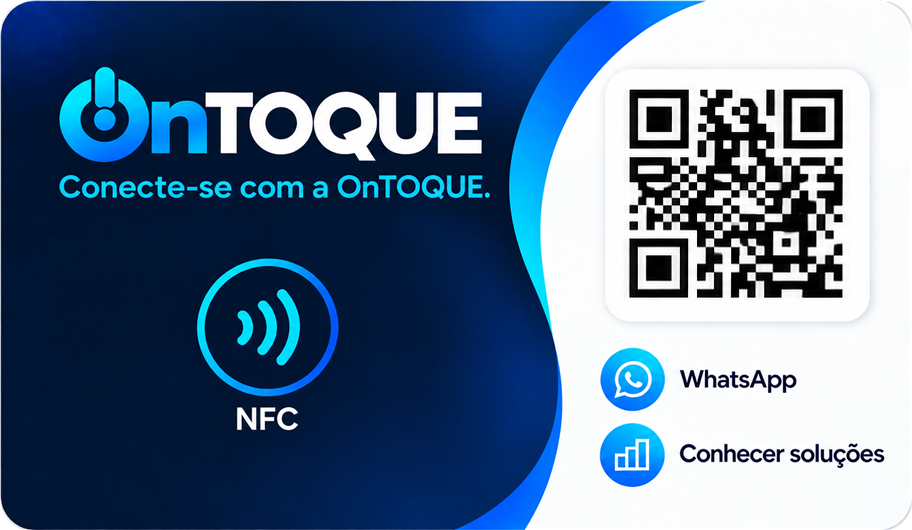 Verso minimalista do cartão OnTOQUE com NFC e QR Code